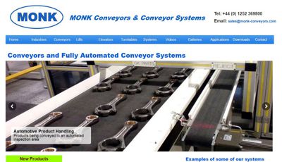 Monk Conveyors Website